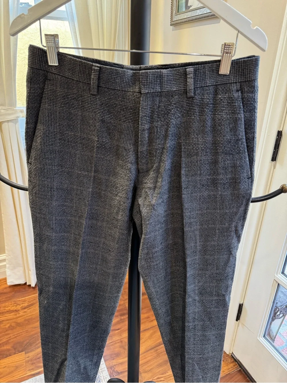 J. Crew Men's Charcoal Glen Plaid Dress Trousers Size 29 Lunlow Slim